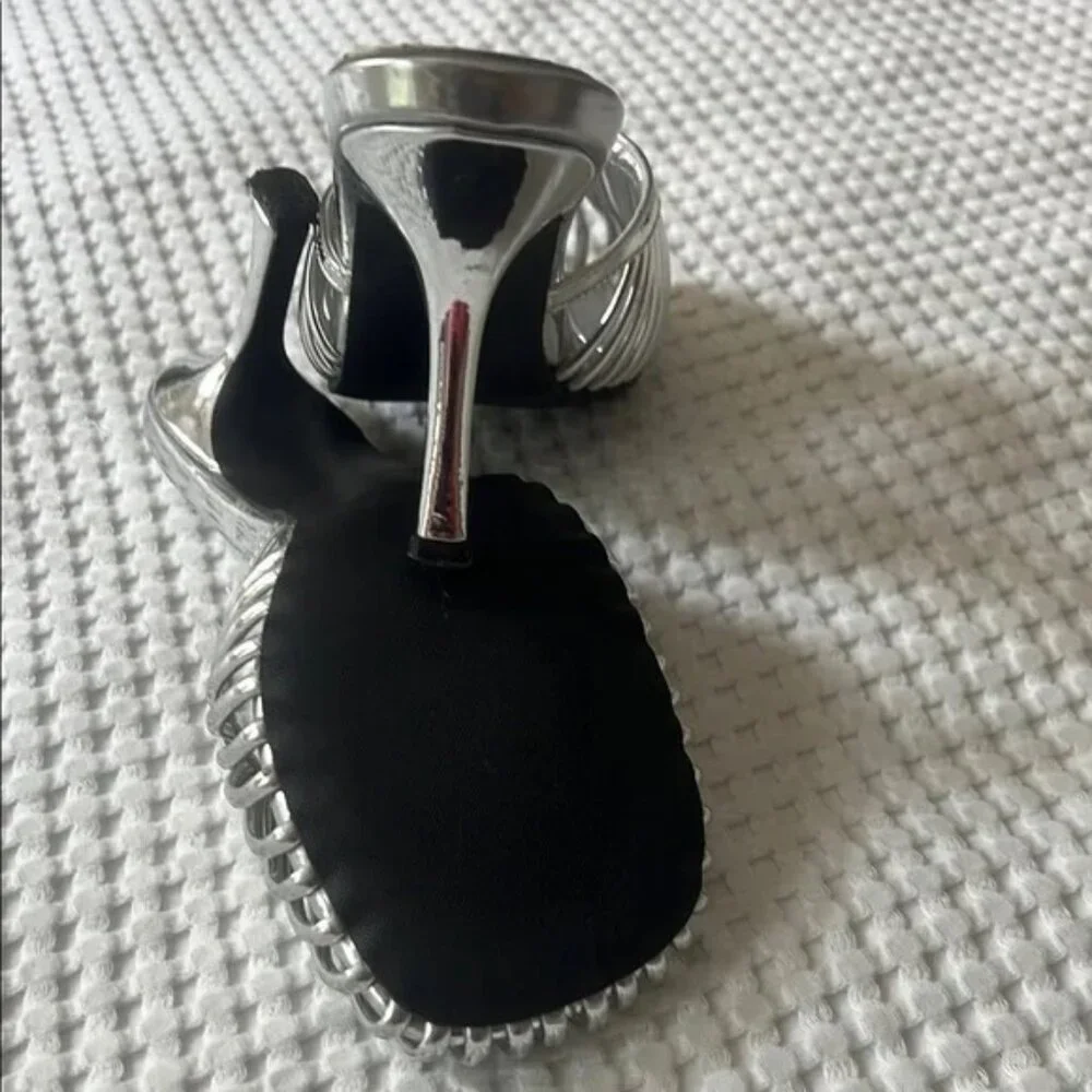 FromB Silver Metallic Cage Mules — Size 7.5 - Picture 4 of 4